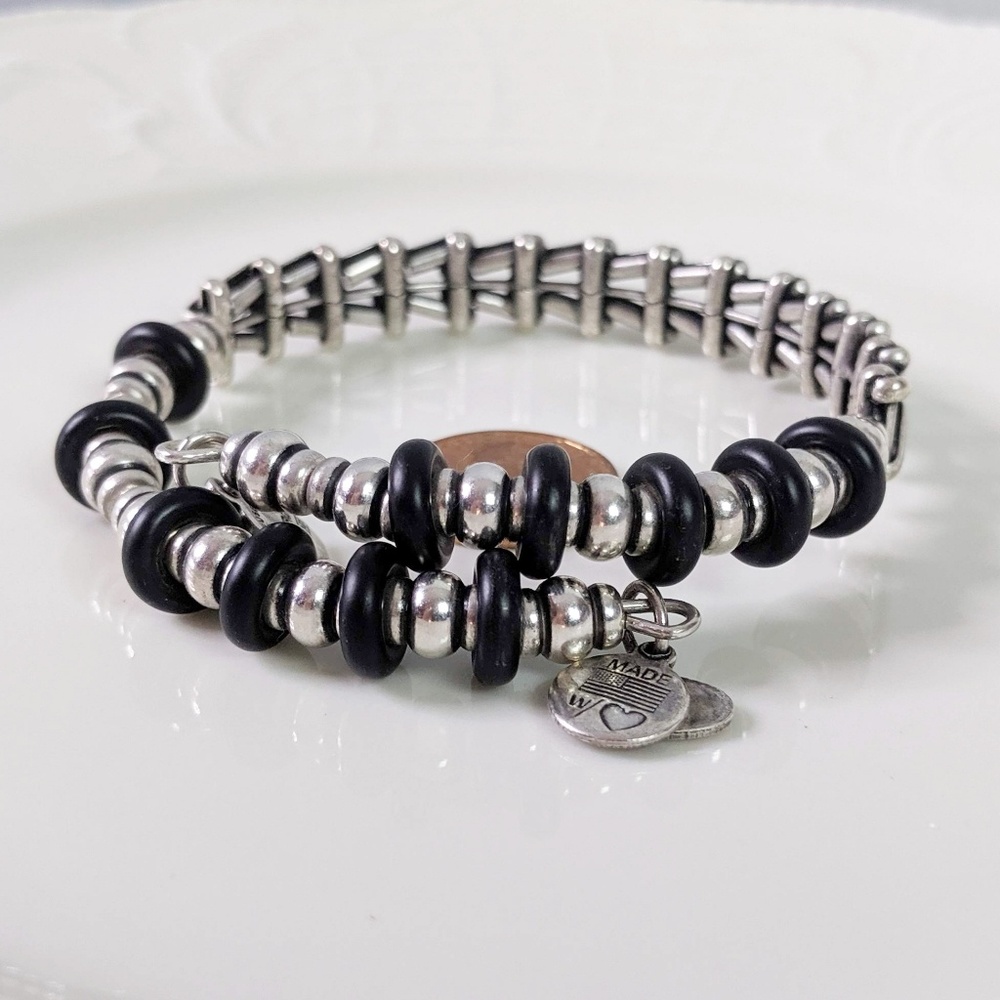Alex and Ani Jet Fleetwood Black Wrap Bracelet - Picture 6 of 7